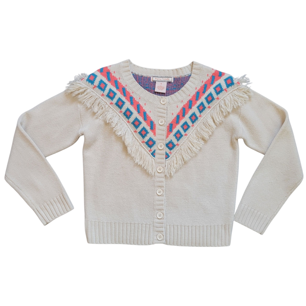Flying Tomato Cream Sweater with Pink and Blue Accents